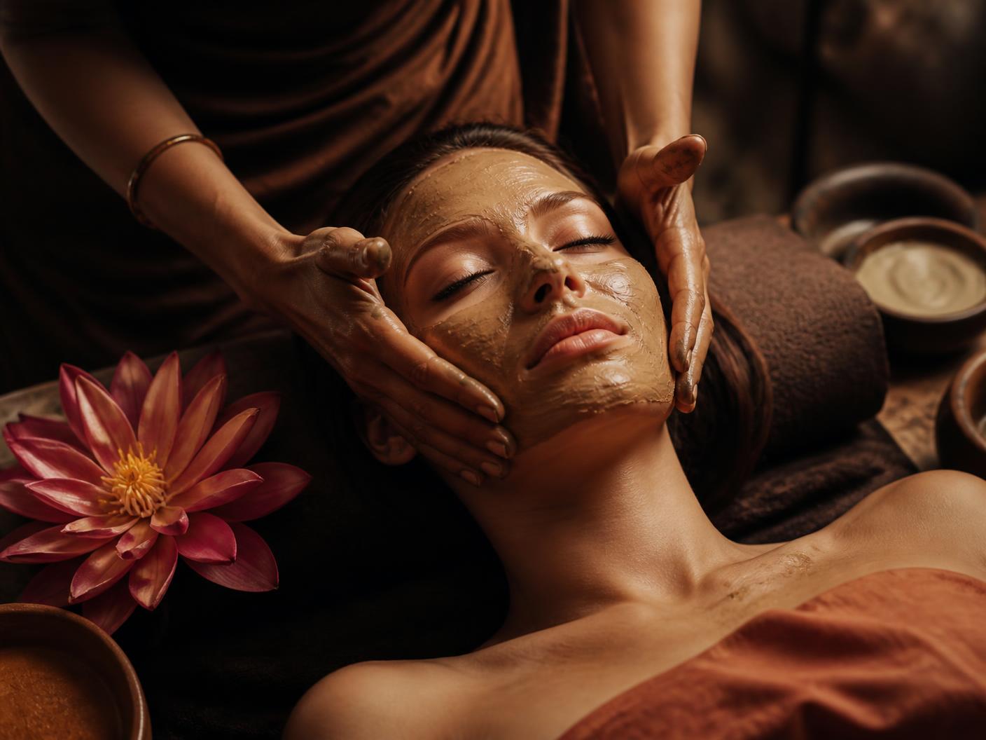 Ritual facial botânico com argila e flor de lótus
